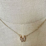 Gold tone dainty rhinestone butterfly necklace Photo 0