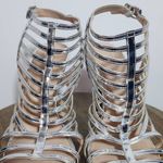 Christian Siriano Silver Strappy Stiletto Heel Size 10 Heeled Gladiator Sandal Photo 2