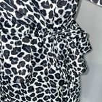 One One Six New Ruffle Bodice Dress V-Neck Long Sleeve Animal Print Black Grey White Photo 12