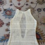 SheIn Cream High Neck Crochet Swim Coverup Dress Open Cut Out Back Large Photo 1