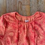 SO orange floral hibiscus lettuce trim top Photo 1