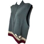 Woolrich Sweater Vest Womens L Blue Lambswool Full Zip Grazing Sheep Cottagecore Photo 3