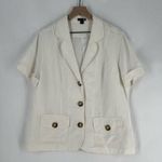 East 5th White Linen Blazer 3 Button Closure Short Sleeve Lightweight Pockets XL Photo 0