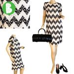 Talbots CREAM & BLACK CROCHET LACE CHEVRON SHIFT DRESS (6) Photo 1