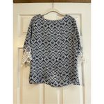 A Byer A. Byer Women’s Geometric Blouse Lace Sleeves Size M Photo 4