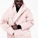 ZARA  HOODED PUFFER COAT JACKET PINK SHIMMER NEW Photo 2