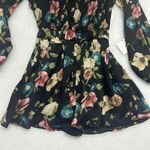 ZARA New floral high neck long elastic sleeve smocked top romper keyhole MEDIUM Photo 3