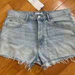 ZARA Rhinestone Fireworks Blue Denim Ripped Jean Shorts Sz 40/ US 8 Photo 2