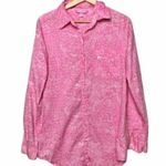 PINK - Victoria's Secret  Pink & White Button Down Pocket Front Pajama Sleep Shirt Photo 0