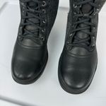 UGG  Elvia Black Leather Waterproof Boots Sz 6 Knee High Lace Up Wool Lined Photo 8