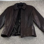 Guess  Women's Brown Genuine Leather Jacket Blazer Style Womens M Y2K Moto Casual Photo 0