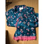 New womens Flora Nikrooz 2pc Satin short sleeve pajama set Dark Green Pink large Photo 1