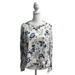 THE GREAT. Long Sleeve Sleep Tee Top Midnight Autumn Floral Blue White 2 Medium Photo 1