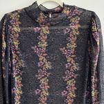 Free People Amber Floral Mesh Mockneck Long Sleeve Top, Size Medium Photo 3