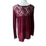 American Eagle NWT, Outfitters Textured Burgundy Tunic Sweater, Back Lace, Sz M Photo 7