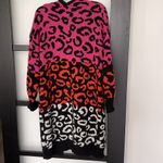 SheIn Multi Colored Cheetah Long Sweater Oversized Large Pink Orange Black White Photo 3