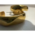 Monet Vtg  Hoop Earrings Gold Tone Small Flat Fat Chunky Pierced Designer Twist Photo 5