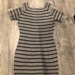 One Star Small Gray and Black Striped Sweater Shirt/ Short dress Photo 2