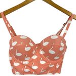 Kingdom & state Peachy Coral Swan Print Retro Longline Bikini Top Swim Top Large Photo 13
