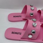 Schutz Lizzie Crystal Embellished Slides Sandals Women's 8 Pink barbiecore Shoes Photo 3