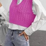 Delilah Wear Pink Cable Knit Sweater Vest Photo 1