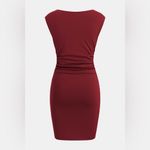 Cupshe x JoJo Red Wine Boatneck Sleeveless Mini Dress Photo 5