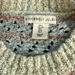 Sincerely Jules Boho Flower Colorful Pattern Boxy Oversized knit like Sweater Pink Size L Photo 4