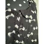 Xhilaration  Womens Tank Blouse Sz S Sheer‎ Black Cream Bow Print Racerback Photo 5