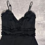 Trixxi NEW Little Black Dress A-Line Mini Small V Neck Ruffle Detail Babydoll Photo 2
