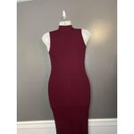 Knit & Love Dress Womens Medium Ribbed Sleeveless Mock Neck Midi Bodycon Red Photo 6