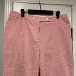 Jones Studio  Size 14 Pink White Stripe Seersucker Cotton Stretch Cropped Pants Photo 1