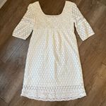Solitaire  white crochet sheath dress half sleeve lined pullover Women’s sx XS/S Photo 2