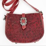 TRINITY RANCH Burgundy Embossed Tooled Leather Shoulder Bag Photo 1