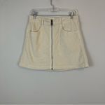 American Eagle AEO | Cream Corduroy Zip Front Super High Rise A-Line Mini Skirt Size 6 Women's Photo 1