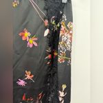 Victoria's Secret  Black Satin Floral Midi Skirt Lace Size Small Photo 3