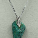 Artisan Copper Chalcedony pendant on stainless steel chain necklace Photo 0