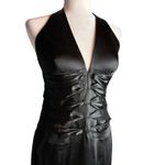 Cache  Vintage 90s Satin Corset Halter Dress Womens Size 8 Black Classic Backless Photo 3