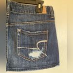 American Eagle 🌞 Dark Wash Distressed Ripped Button Fly Micro Denim Skirt Photo 6