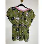 Olivaceous  Soft Rayon FLoral Green Pink Top Sz Small Photo 5