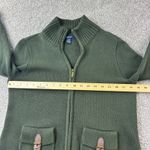 CHAPS VTG Olive Green Full Zip Cotton Knit Sweater Cardigan with Buckle Pockets Photo 4