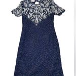 Laurence Kazar Vintage 1980s 100% silk navy blue beaded/embellished dress size L Photo 2