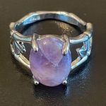 Elegant purple amethyst S925 silver ring size 7.5 Photo 0