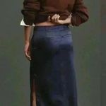 Anthropologie Purple Sateen Satin Trouser Skirt Size 4 $128 New Photo 2