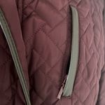 Cole Haan Burgundy Quilted Long Jacket w/Brown Leather Trim, NO BELT XL $260 Photo 9
