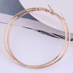 Boutique Boho Large Oversized Thin Gold Big Hoop Circle Fashion Earrings 60mm Gold A0136 Photo 5