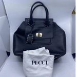 Emilio Pucci Medium City Marquise Top Handle Black Leather Shoulder Bag Photo 4