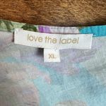 Anthropologie Love The Label Top Womens XL Blue Floral Puff Sleeve Asymmetrical Blue Photo 10