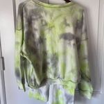 Free People Kelly Washed Tie Dyed Sweatshirt & Shorts Set In Citron Gray & Cream Photo 4
