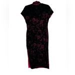 Vintage Velvet Burnout Asian Style Midi Dress WhimsiGoth Y2K Size Small Black Photo 10