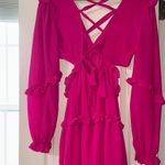 Privy Provy Hot Pink Long Sleeve Cut Out Mini Dress Photo 2